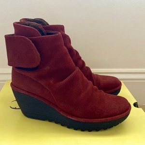 Fly London Suede 'Yegi' Slouchy Wedge Booties